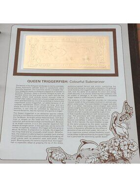 Gold Bank Notes Of Antigua And Barbuda 23 K Gold 30 Dollars Queen Triggerfish
